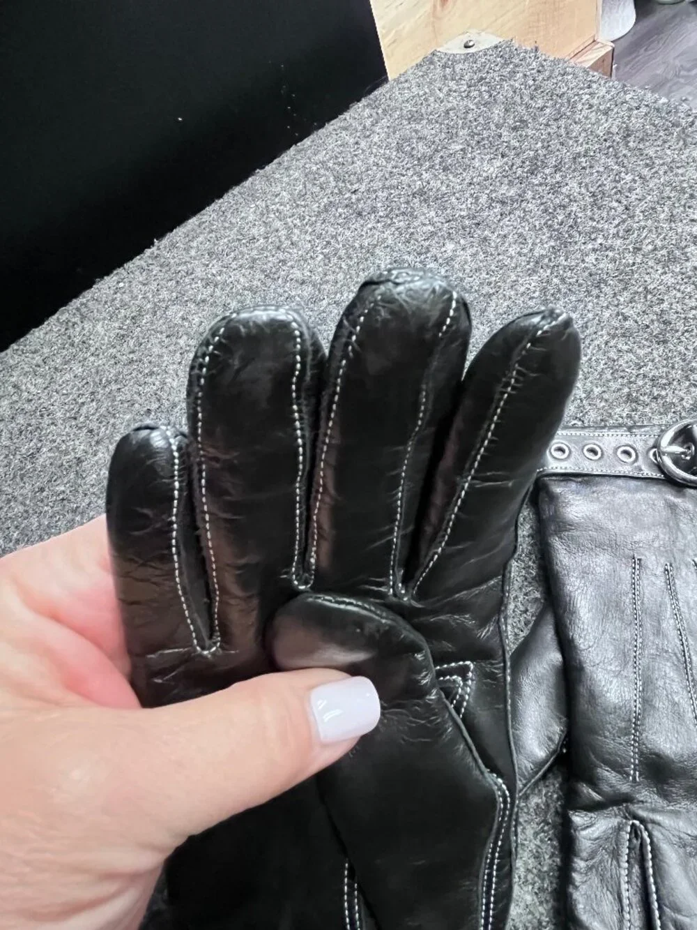 Coach Black Leather Buckle Gloves Size 8
